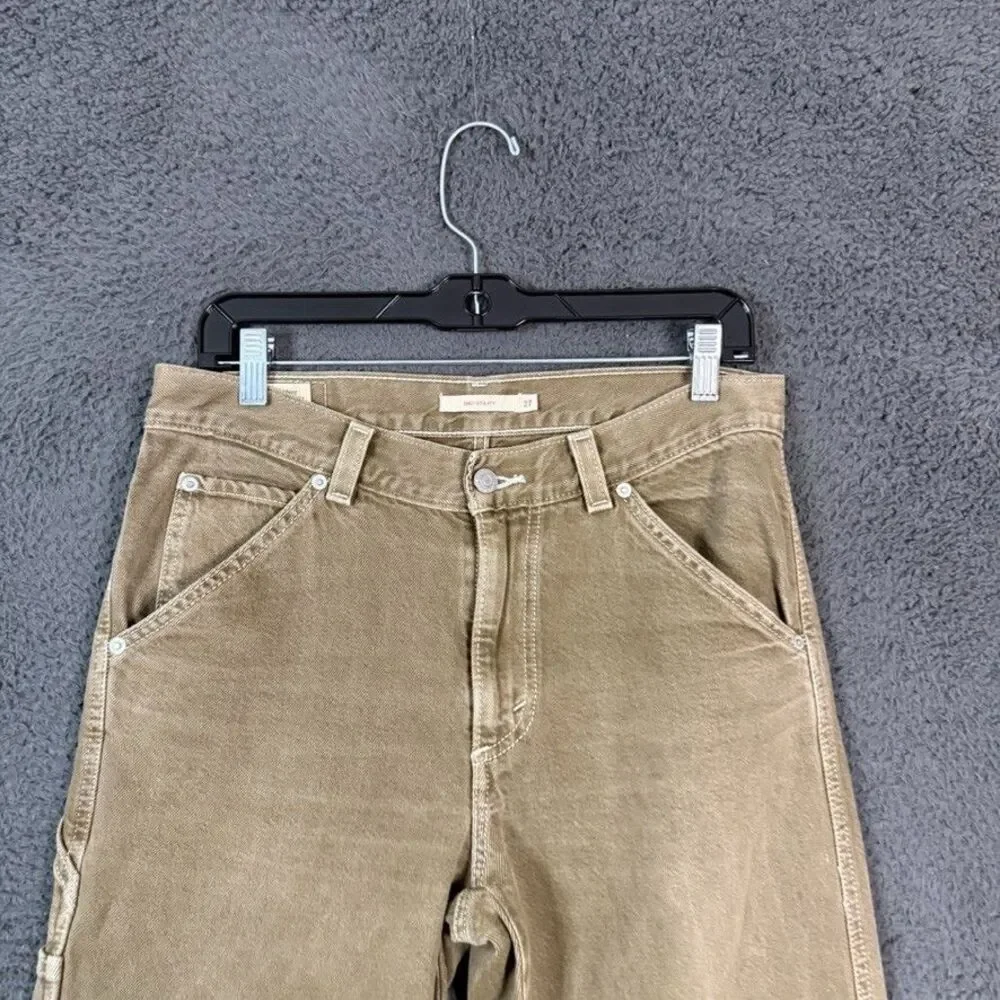 Levis Jeans Womens 27 Brown Dad Utility Carpenter Relaxed Fit Premium Denim